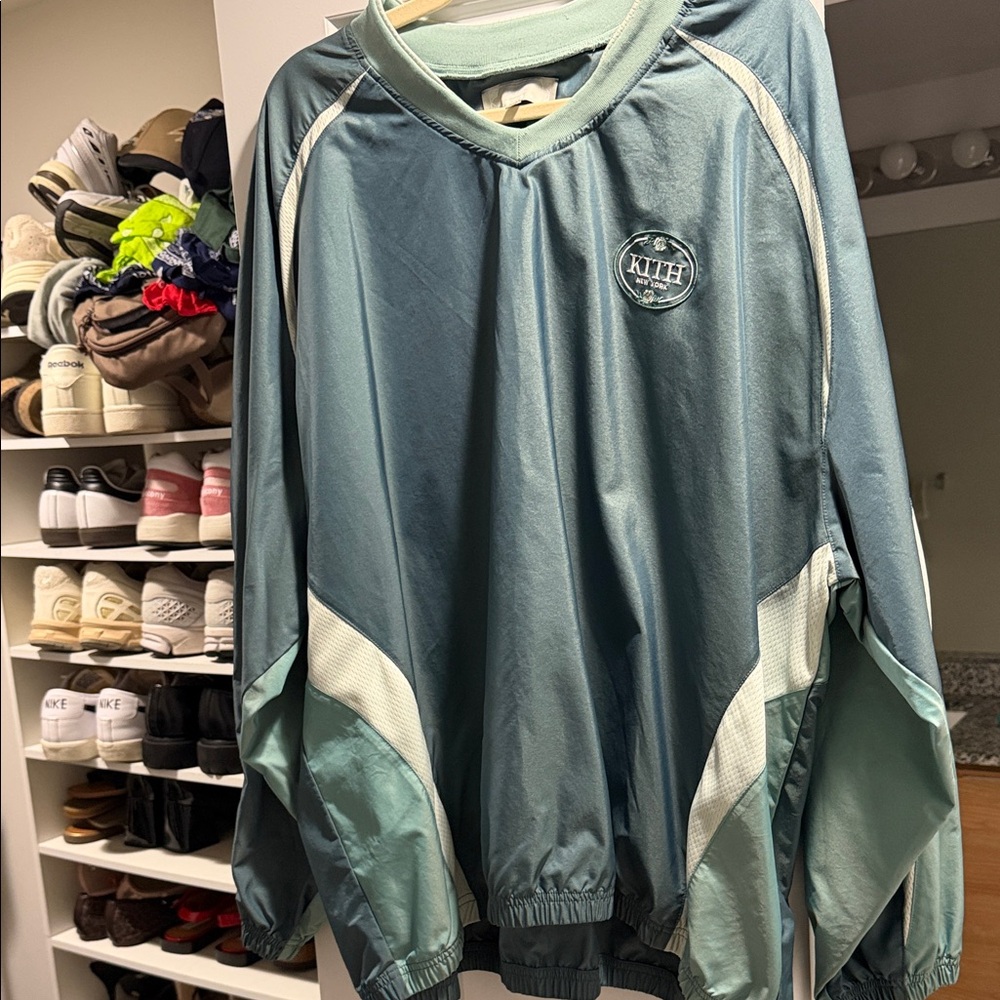 Kith Teal and Cream Windbreaker Pullover